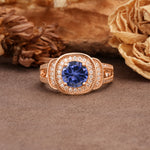 Luxurious & Classic Vintage Stackable 4-Prong Round Cut Tanzanite Engagement Ring - Additional view
