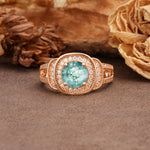Luxurious & Classic Vintage Stackable 4-Prong Round Cut Moss Agate Engagement Ring - Additional view