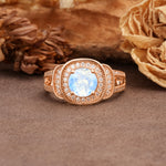 Luxurious & Classic Vintage Stackable 4-Prong Round Cut Moonstone Engagement Ring - Additional view