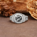 Luxurious & Classic Vintage Stackable 4-Prong Round Cut Black Rutilated Quartz Engagement Ring - Additional view