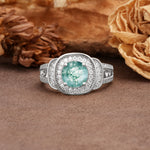 Luxurious & Classic Vintage Stackable 4-Prong Round Cut Moss Agate Engagement Ring - Additional view
