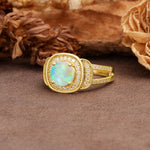 Luxurious & Classic Vintage Stackable 4-Prong Round Cut Fire Opal Engagement Ring - Additional view