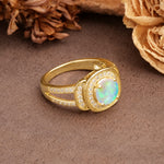 Luxurious & Classic Vintage Stackable 4-Prong Round Cut Fire Opal Engagement Ring - Additional view