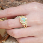 Luxurious & Classic Vintage Stackable 4-Prong Round Cut Fire Opal Engagement Ring - Additional view