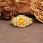 Luxurious & Classic Vintage Stackable 4-Prong Round Cut Citrine Engagement Ring - Additional view