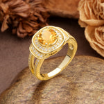 Luxurious & Classic Vintage Stackable 4-Prong Round Cut Citrine Engagement Ring - Additional view