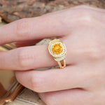 Luxurious & Classic Vintage Stackable 4-Prong Round Cut Citrine Engagement Ring - Additional view