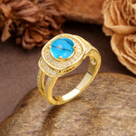 Luxurious & Classic Vintage Stackable 4-Prong Round Cut Turquoise Engagement Ring - Additional view