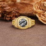 Luxurious & Classic Vintage Stackable 4-Prong Round Cut Black Rutilated Quartz Engagement Ring - Additional view
