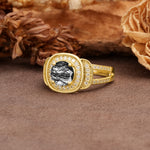 Luxurious & Classic Vintage Stackable 4-Prong Round Cut Black Rutilated Quartz Engagement Ring - Additional view