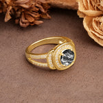 Luxurious & Classic Vintage Stackable 4-Prong Round Cut Black Rutilated Quartz Engagement Ring - Additional view