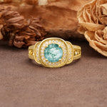 Luxurious & Classic Vintage Stackable 4-Prong Round Cut Moss Agate Engagement Ring - Additional view