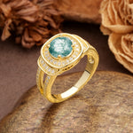 Luxurious & Classic Vintage Stackable 4-Prong Round Cut Moss Agate Engagement Ring - Additional view