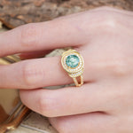 Luxurious & Classic Vintage Stackable 4-Prong Round Cut Moss Agate Engagement Ring - Additional view