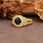 Luxurious & Classic Vintage Stackable 4-Prong Round Cut Black Onyx Engagement Ring - Additional view