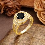 Luxurious & Classic Vintage Stackable 4-Prong Round Cut Black Onyx Engagement Ring - Additional view