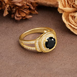 Luxurious & Classic Vintage Stackable 4-Prong Round Cut Black Onyx Engagement Ring - Additional view