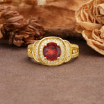 Luxurious & Classic Vintage Stackable 4-Prong Round Cut Garnet Engagement Ring - Additional view