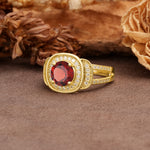 Luxurious & Classic Vintage Stackable 4-Prong Round Cut Garnet Engagement Ring - Additional view