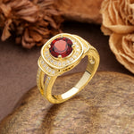 Luxurious & Classic Vintage Stackable 4-Prong Round Cut Garnet Engagement Ring - Additional view