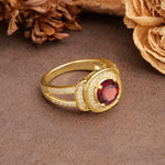 Luxurious & Classic Vintage Stackable 4-Prong Round Cut Garnet Engagement Ring - Additional view