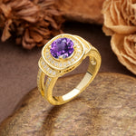 Luxurious & Classic Vintage Stackable 4-Prong Round Cut Amethyst Engagement Ring - Additional view