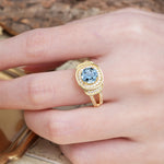 Luxurious & Classic Vintage Stackable 4-Prong Round Cut Aquamarine Engagement Ring - Additional view