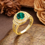 Luxurious & Classic Vintage Stackable 4-Prong Round Cut Emerald Engagement Ring - Additional view