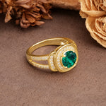 Luxurious & Classic Vintage Stackable 4-Prong Round Cut Emerald Engagement Ring - Additional view