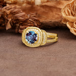 Luxurious & Classic Vintage Stackable 4-Prong Round Cut Alexandrite Engagement Ring - Additional view