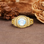 Luxurious & Classic Vintage Stackable 4-Prong Round Cut Moonstone Engagement Ring - Additional view