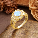 Luxurious & Classic Vintage Stackable 4-Prong Round Cut Moonstone Engagement Ring - Additional view