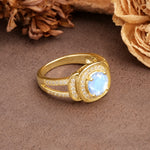 Luxurious & Classic Vintage Stackable 4-Prong Round Cut Moonstone Engagement Ring - Additional view