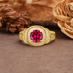 Luxurious & Classic Vintage Stackable 4-Prong Round Cut Ruby Engagement Ring - Additional view