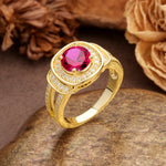 Luxurious & Classic Vintage Stackable 4-Prong Round Cut Ruby Engagement Ring - Additional view