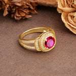 Luxurious & Classic Vintage Stackable 4-Prong Round Cut Ruby Engagement Ring - Additional view