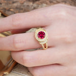 Luxurious & Classic Vintage Stackable 4-Prong Round Cut Ruby Engagement Ring - Additional view