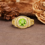 Luxurious & Classic Vintage Stackable 4-Prong Round Cut Peridot Engagement Ring - Additional view