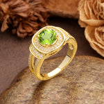 Luxurious & Classic Vintage Stackable 4-Prong Round Cut Peridot Engagement Ring - Additional view