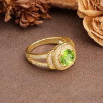 Luxurious & Classic Vintage Stackable 4-Prong Round Cut Peridot Engagement Ring - Additional view