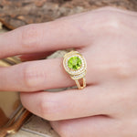 Luxurious & Classic Vintage Stackable 4-Prong Round Cut Peridot Engagement Ring - Additional view