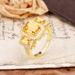 Luxury 4 Prong Emerald CutCitrine Side Stone Engagement Ring - Additional view