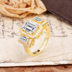 Luxury 4 Prong Emerald CutLab Diamond Side Stone Engagement Ring - Additional view