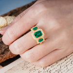 Luxury 4 Prong Emerald CutEmerald Side Stone Engagement Ring - Additional view