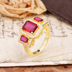 Luxury 4 Prong Emerald CutRuby Side Stone Engagement Ring - Additional view