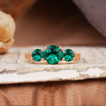 Vintage Mixed Cut Emerald Eternity Wedding Band - Additional view