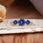 Vintage Mixed Cut Tanzanite Eternity Wedding Band - Additional view