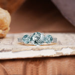 Vintage Mixed Cut Moss Agate Eternity Wedding Band - Additional view