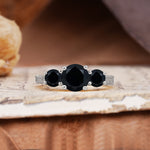 Vintage Mixed Cut Black Onyx Eternity Wedding Band - Additional view