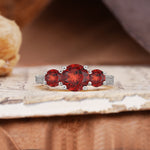 Vintage Mixed Cut Garnet Eternity Wedding Band - Additional view